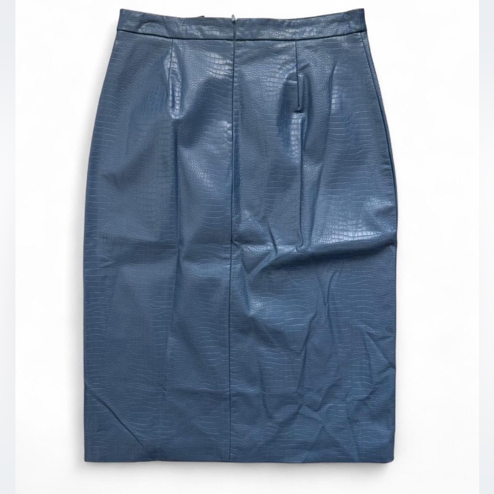 Anthropologie Blue Faux Leather Midi Skirt (Size M β NWT) - Picture 4 of 6